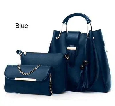 Stylish Women's Leather Hand Bag Set - 3 Pcs in Multiple Colors