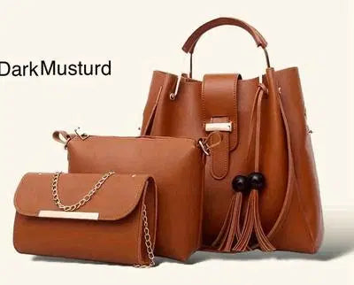 Stylish Women's Leather Hand Bag Set - 3 Pcs in Multiple Colors