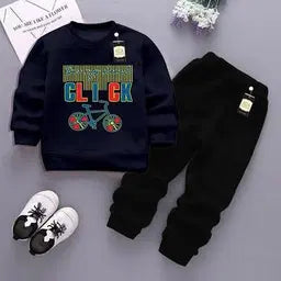 Cozy Fleece Printed Tracksuit for Boys & Girls - 2 Pcs Set