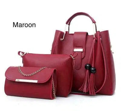 Stylish Women's Leather Hand Bag Set - 3 Pcs in Multiple Colors