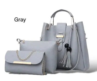 Stylish Women's Leather Hand Bag Set - 3 Pcs in Multiple Colors