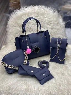 Stylish Women's Leather Hand Bag Set - 5 Pcs in Stunning Colors